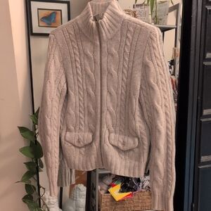 Cashmere 100% Ralph Lauren Beige Cable Knit Sweater